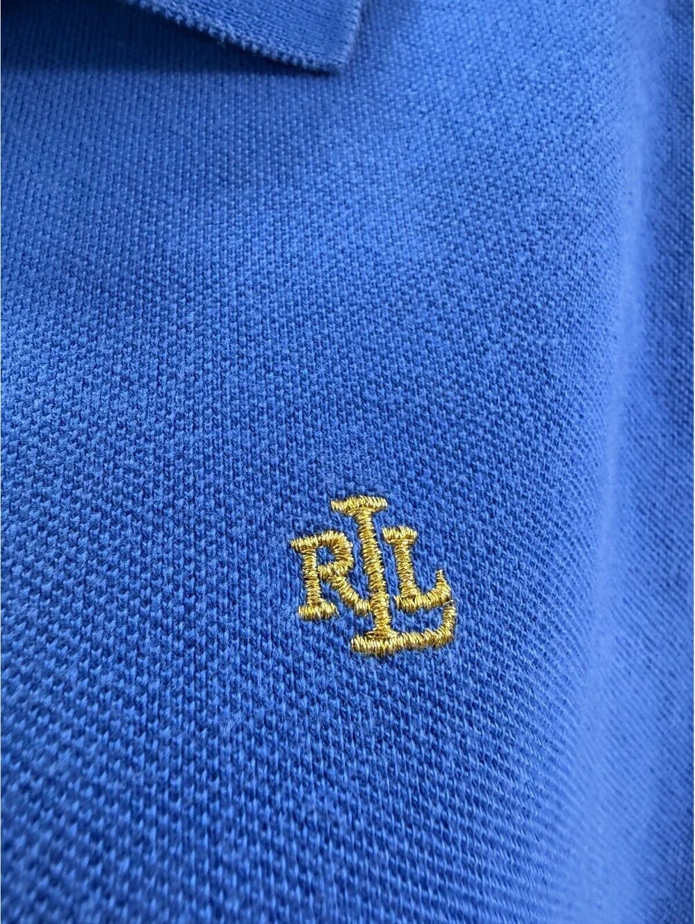 LRL Lauren Ralph Lauren Blue Polo Shirt w/ Gold Buttons Womens Size 1X XL Cotton